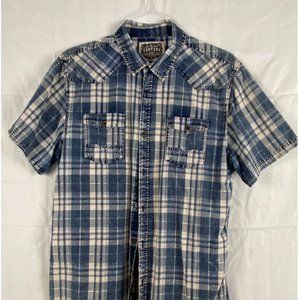 BKE Vintage Button Down Short Sleeve Shirt for Men